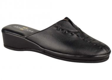 Παντόφλες γυναικείες | Δερμάτινες | Υφαντίδης | Μαύρο | 110302 - Υφαντίδης - 